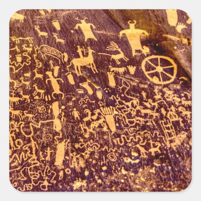 Pegatina Cuadrada Rock American Indian Utah (Anverso)