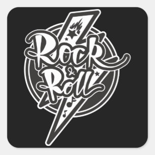 PEGATINA CUADRADA ROCK AND ROLL