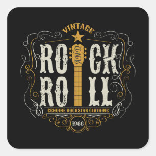 PEGATINA CUADRADA ROCK AND ROLL
