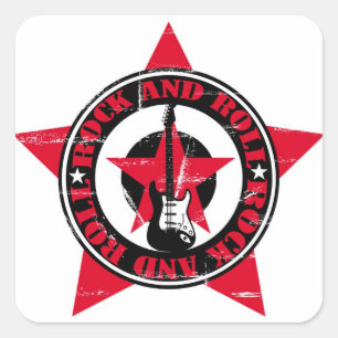Pegatina Cuadrada Rock and Roll