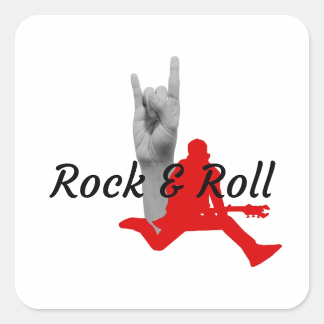 Pegatina Cuadrada Rock And Roll (Anverso)