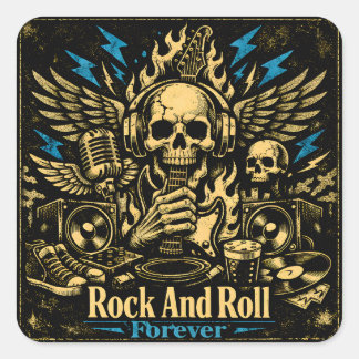 Pegatina Cuadrada Rock And Roll Forever – Eternal Music Pride