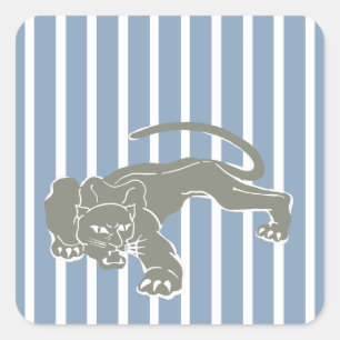 Pegatina Cuadrada Rock Blue Safari Stripe con Leopard