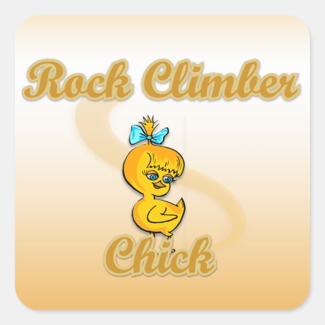 Pegatina Cuadrada Rock Climber Chick (Anverso)
