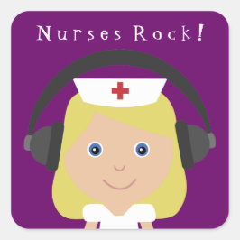 Pegatina Cuadrada ¡Rock de enfermeras!