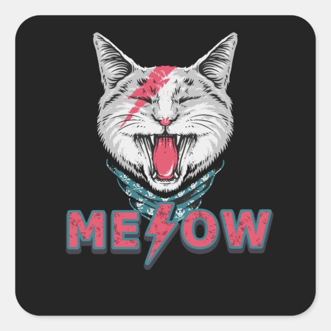 Pegatina Cuadrada Rock de ME&OW (Anverso)