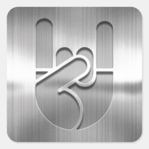 Pegatina Cuadrada Rock Hand Steel