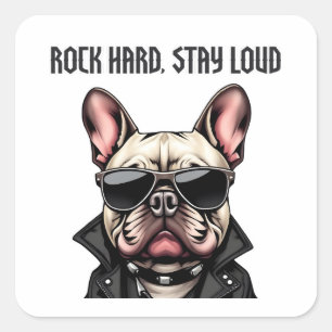 Pegatina Cuadrada Rock hard, quédate fuerte