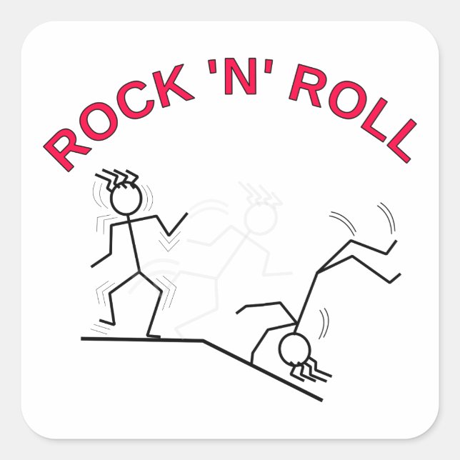 Pegatina Cuadrada Rock 'N' Roll (Anverso)