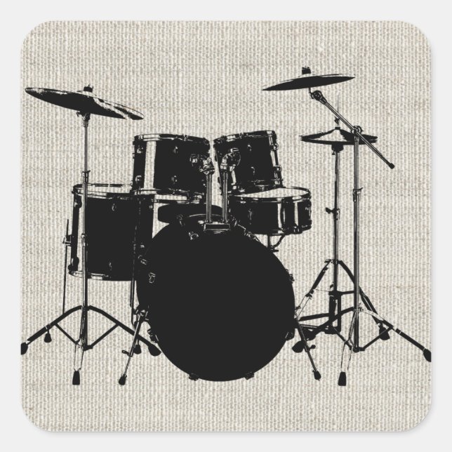 Pegatina Cuadrada Rock n Roll Drums (Anverso)