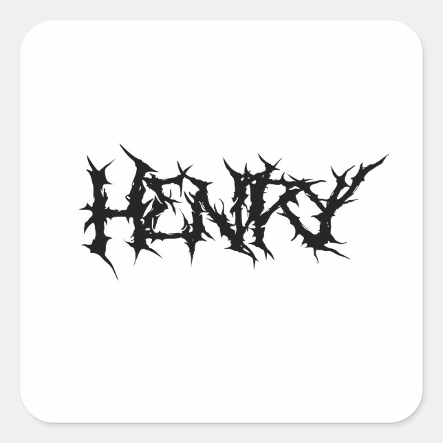 Pegatina Cuadrada Rock Out with Henry' name "metalbandfront" (Anverso)