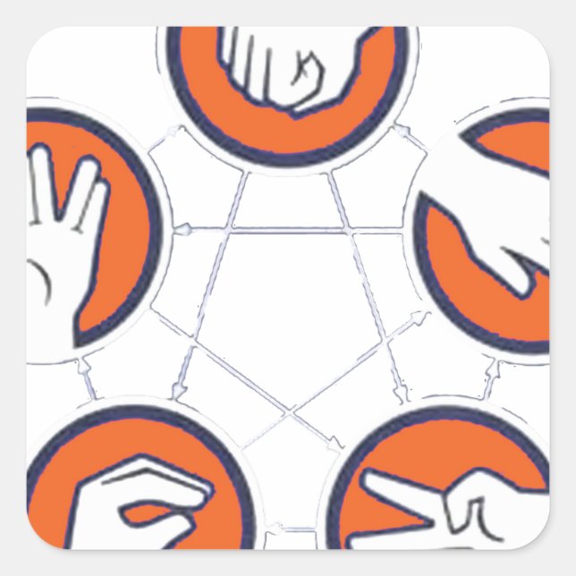 Pegatina Cuadrada Rock Paper Scissor Lizard Spock (Anverso)