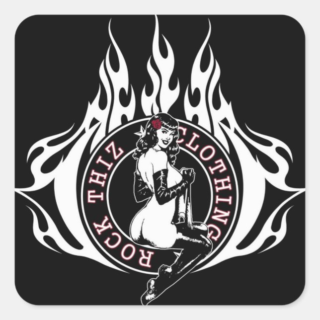 Pegatina Cuadrada Rock Thiz Clothing Chica #3 Pegatinas (Anverso)