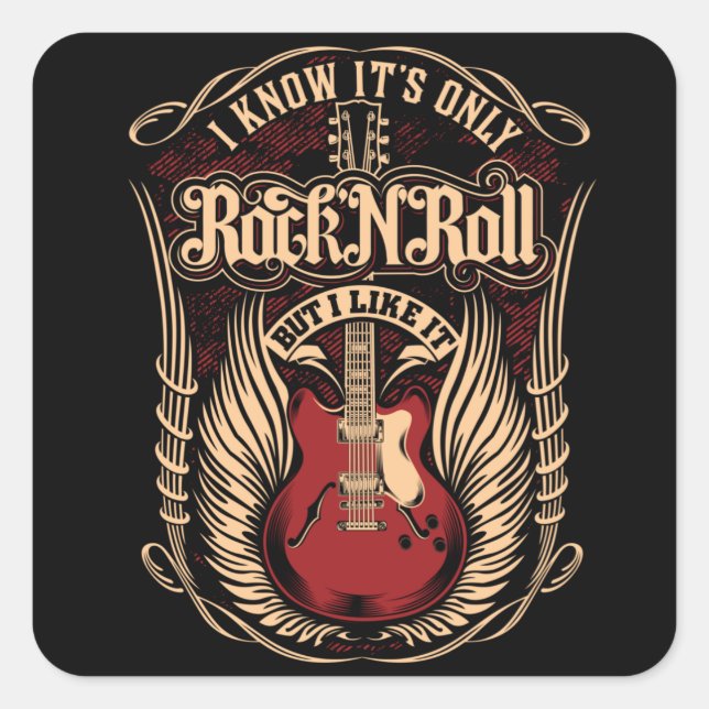PEGATINA CUADRADA ROCK Y ROLL (Anverso)