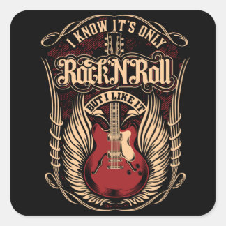 PEGATINA CUADRADA ROCK Y ROLL