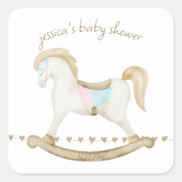 Pegatina Cuadrada Rockefeller Blue Pink Gender Neutral Baby Shower