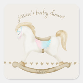 Pegatina Cuadrada Rockefeller Blue Pink Gender Neutral Baby Shower