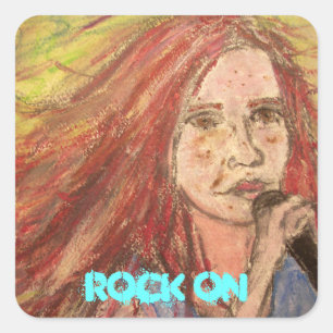 Pegatina Cuadrada Rockero más frío del Chica