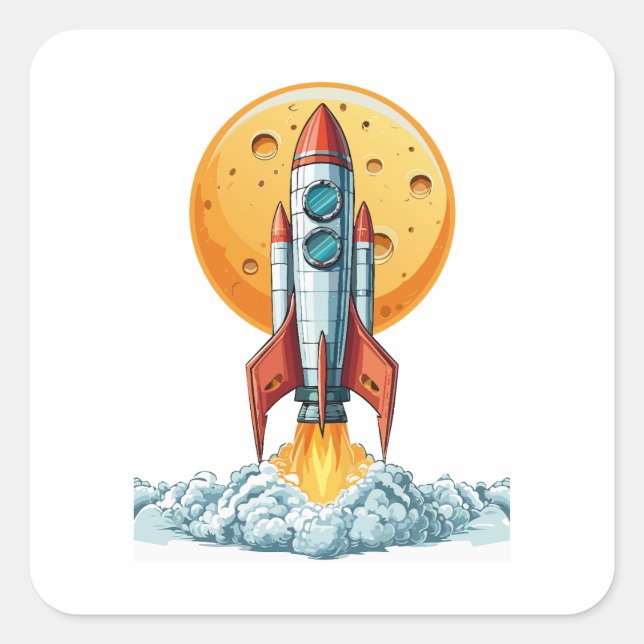 Pegatina Cuadrada rocket (Anverso)