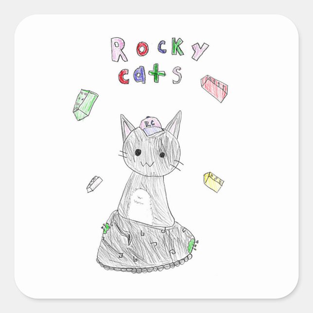 Pegatina Cuadrada Rocky Cats sticker (Anverso)