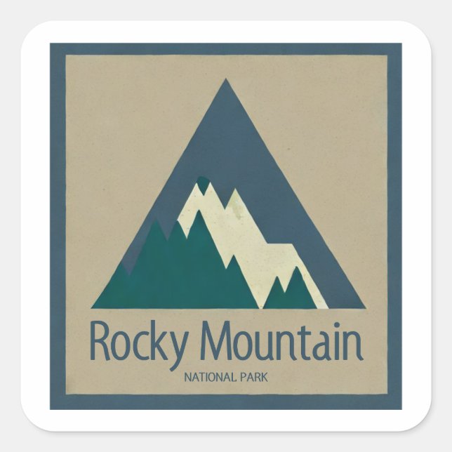 Pegatina Cuadrada Rocky Mountain National Park Rustic (Anverso)