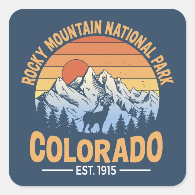 Pegatina Cuadrada Rocky Mountain National Park Sticker Decal (Anverso)