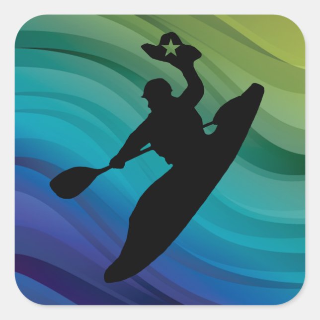 Pegatina Cuadrada Rodeo Kayak (Anverso)