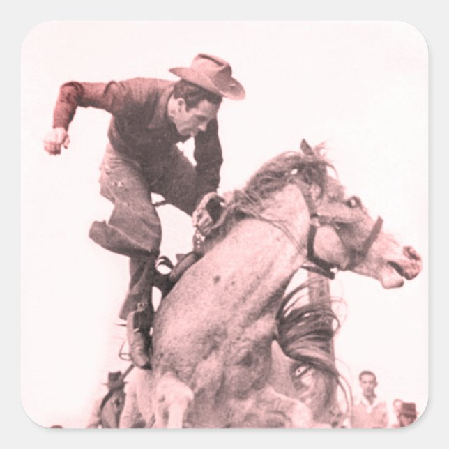 Pegatina Cuadrada Rodeo Riddin" (Anverso)