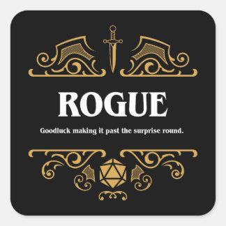 Pegatina Cuadrada Rogue Class Tabletop RPG Gaming