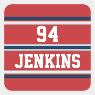 Pegatina Cuadrada Rojo Azul Blanco Azul Jersey Stripes Personalizabl