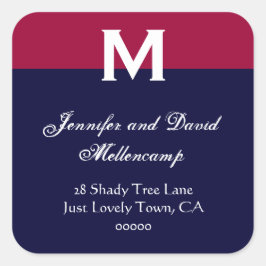 Pegatina Cuadrada Rojo, azul blanco simple y elegante