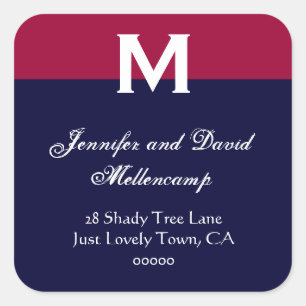 Pegatina Cuadrada Rojo, azul blanco simple y elegante