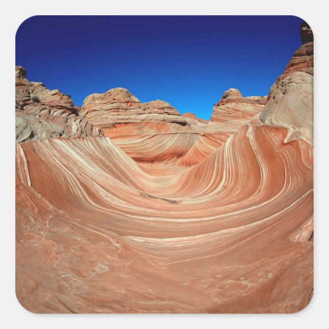 Pegatina Cuadrada Rojo, beige y amarillo con rayas de viento y (Anverso)