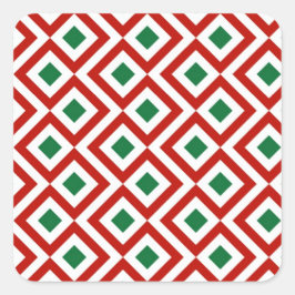 Pegatina Cuadrada Rojo, Blanco, Petro Verde