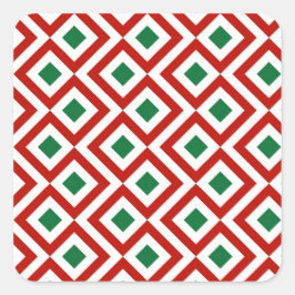 Pegatina Cuadrada Rojo, Blanco, Petro Verde