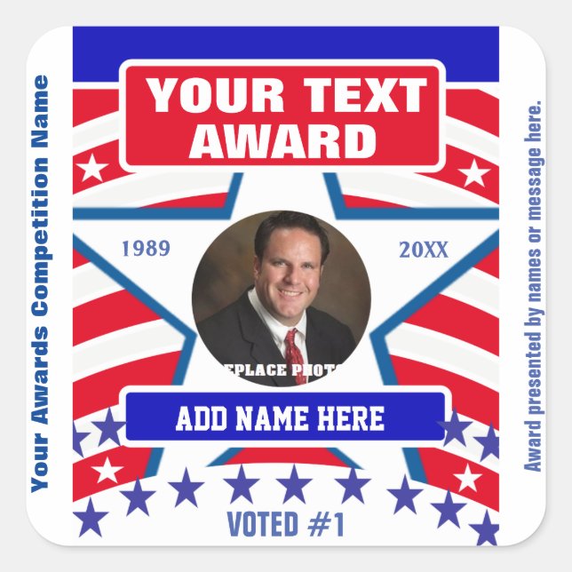 Pegatina Cuadrada Rojo, blanco y azul (Anverso)