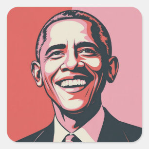 Pegatina Cuadrada Rojo, Blanco y Azul Patriótico Barack Obama