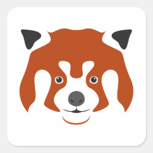 PEGATINA CUADRADA ROJO CARA PANDA