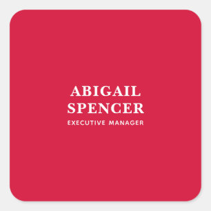 Pegatina Cuadrada Rojo Cereza Simple Plano Moderno Profesional