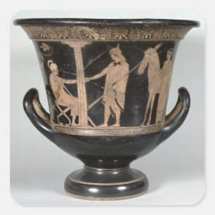 Pegatina Cuadrada Rojo-figura krater del ático del kalyx