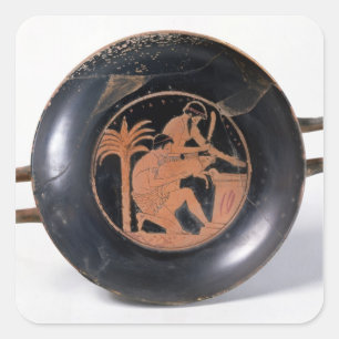 Pegatina Cuadrada Rojo-figura taza del ático