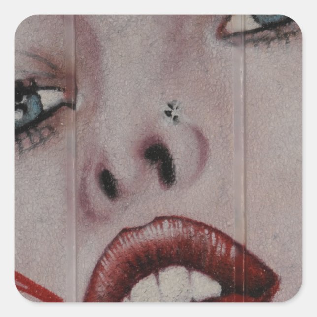 Pegatina Cuadrada Rojo labios (Anverso)