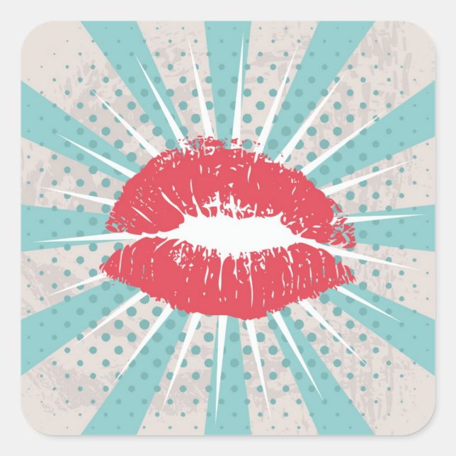 Pegatina Cuadrada Rojo labios (Anverso)