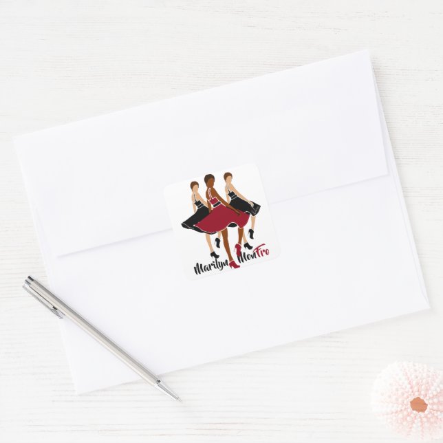 Pegatina Cuadrada rojo Marilyn MonFRO AFRoCA Afro África Mujer negra (Sobre)