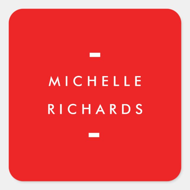 Pegatina Cuadrada Rojo Moderno y Sencillo (Anverso)