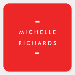 Pegatina Cuadrada Rojo moderno y simple