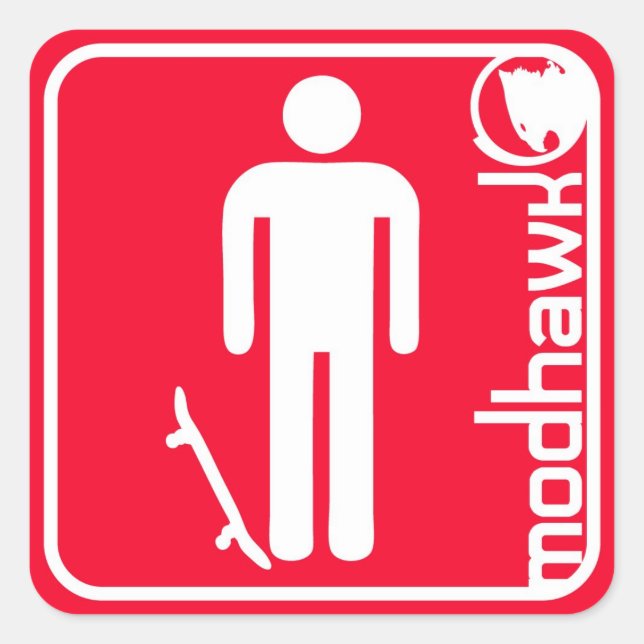 Pegatina Cuadrada rojo modhawk (Anverso)