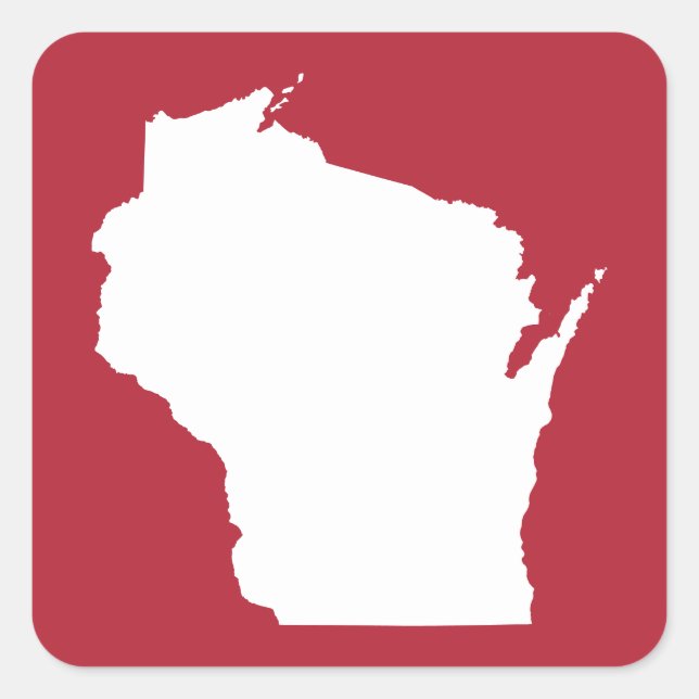 Pegatina Cuadrada Rojo y Blanco Wisconsin (Anverso)