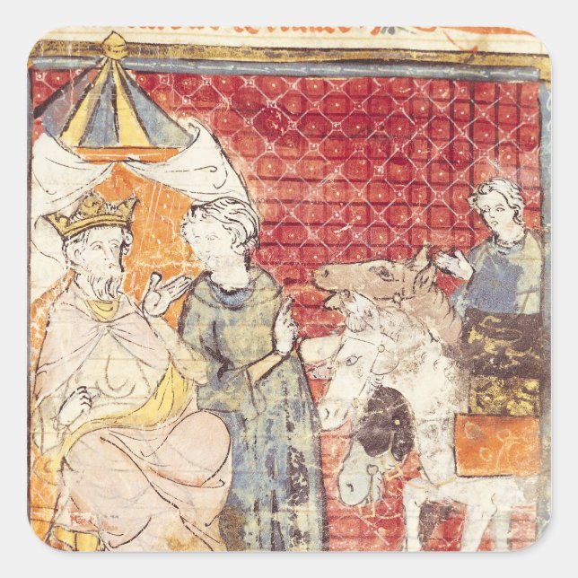 Pegatina Cuadrada Roland despedida a Charlemagne (Anverso)