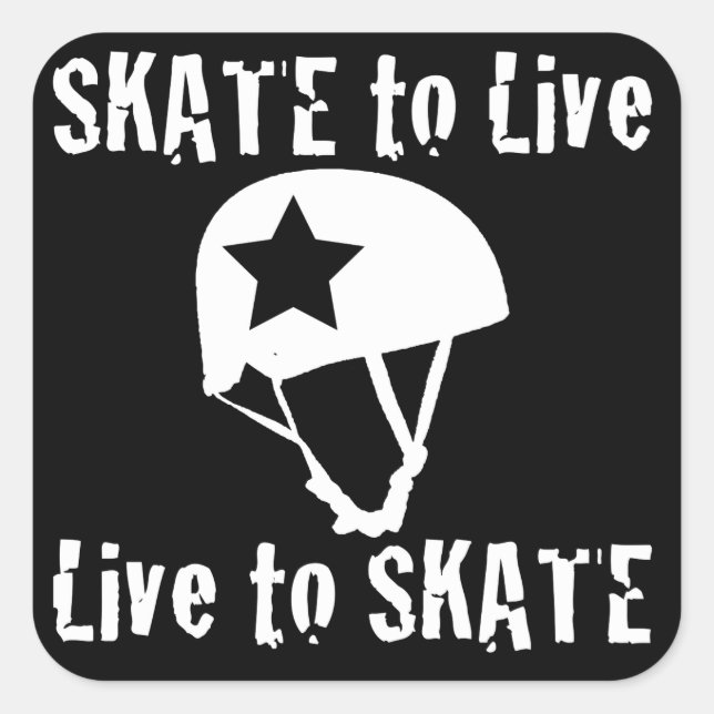 Pegatina Cuadrada Roller Derby, Skate to Live to Skate, Jammer (Anverso)